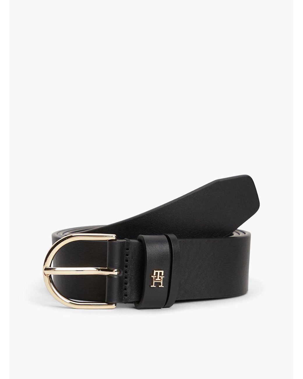 Tommy Hilfiger Black Essential Th Monogram Leather Belt