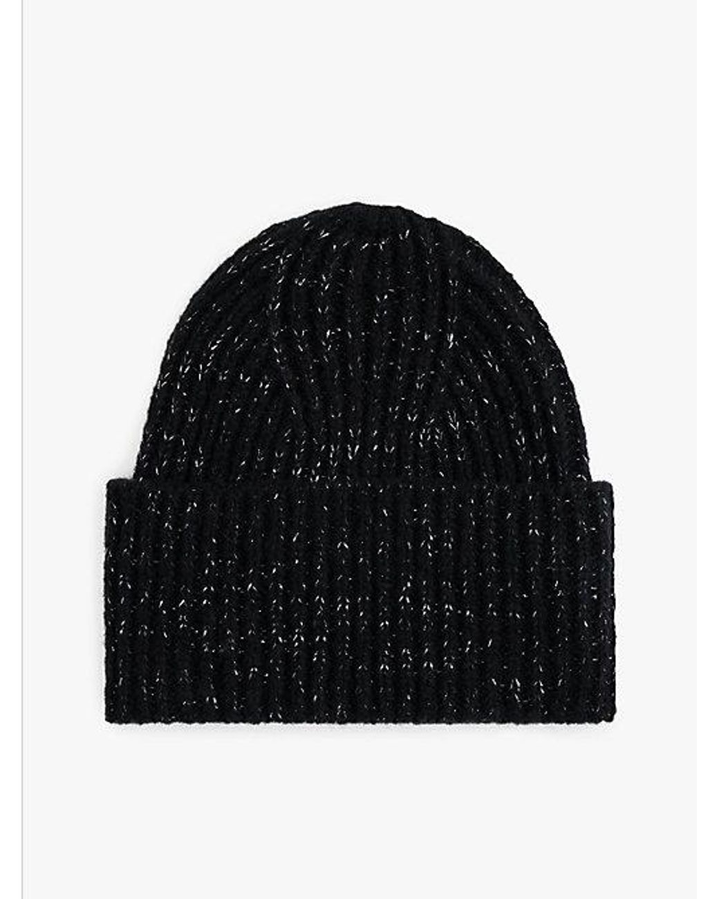 Tommy Hilfiger Black Wool Blend Metallic Beanie
