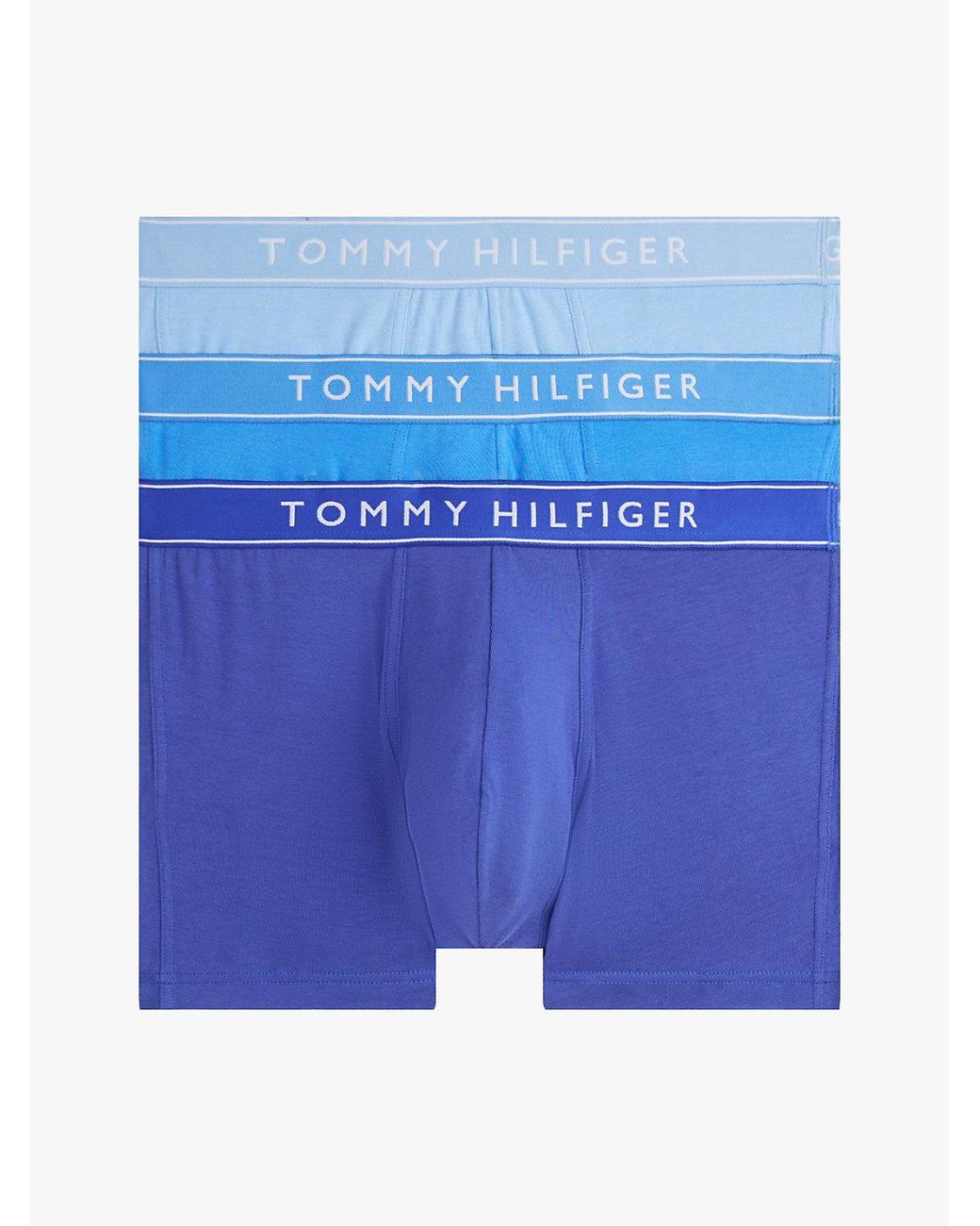 Tommy Hilfiger Blue 3-pack Essential Repeat Logo Waistband Trunks for men