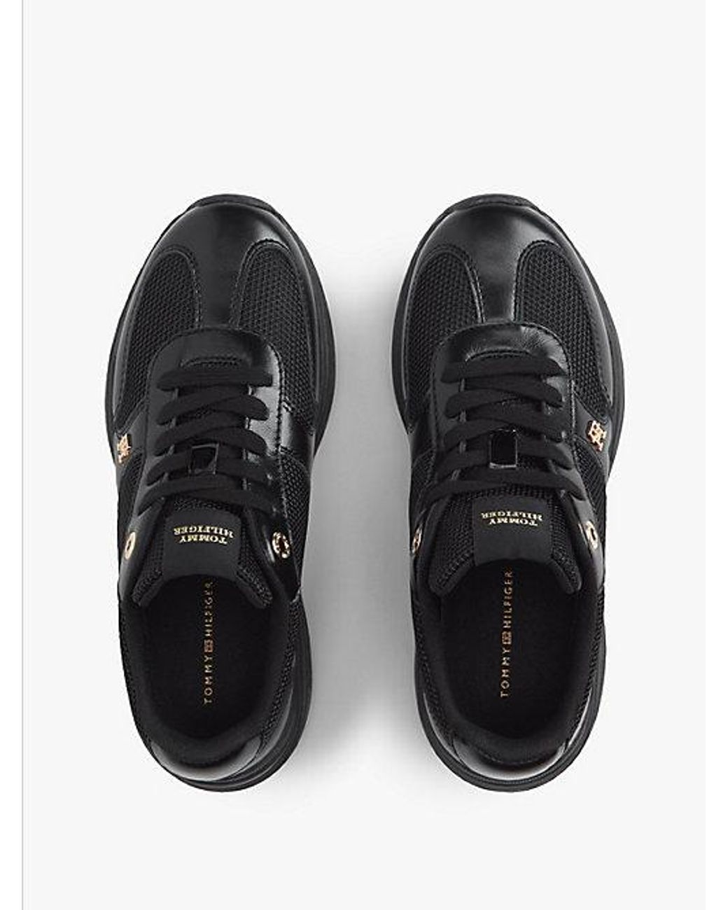 Tommy Hilfiger Black Th Monogram Mixed Texture Leather Trainers