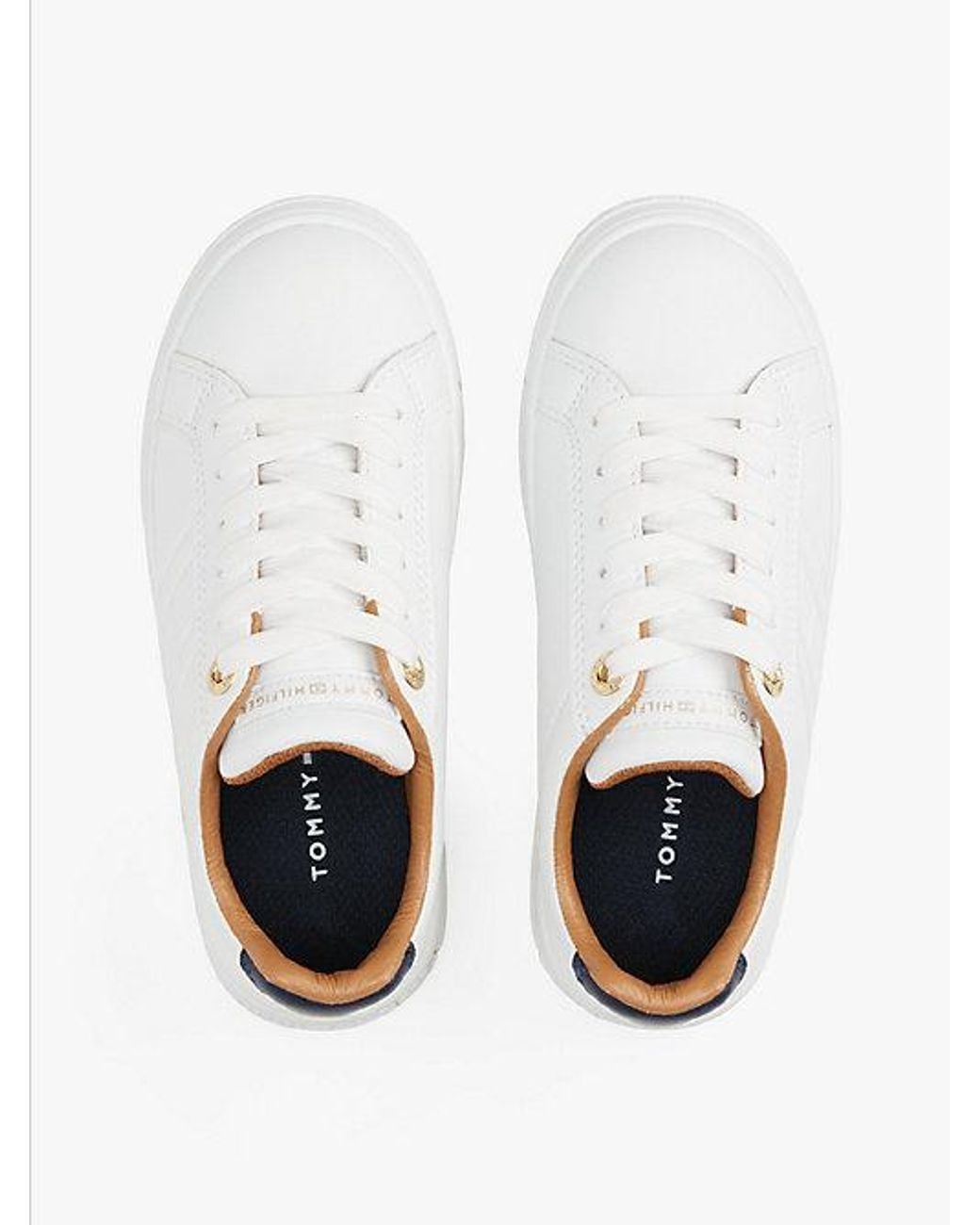 Tommy Hilfiger White Fine Cleat Lace Up Trainers