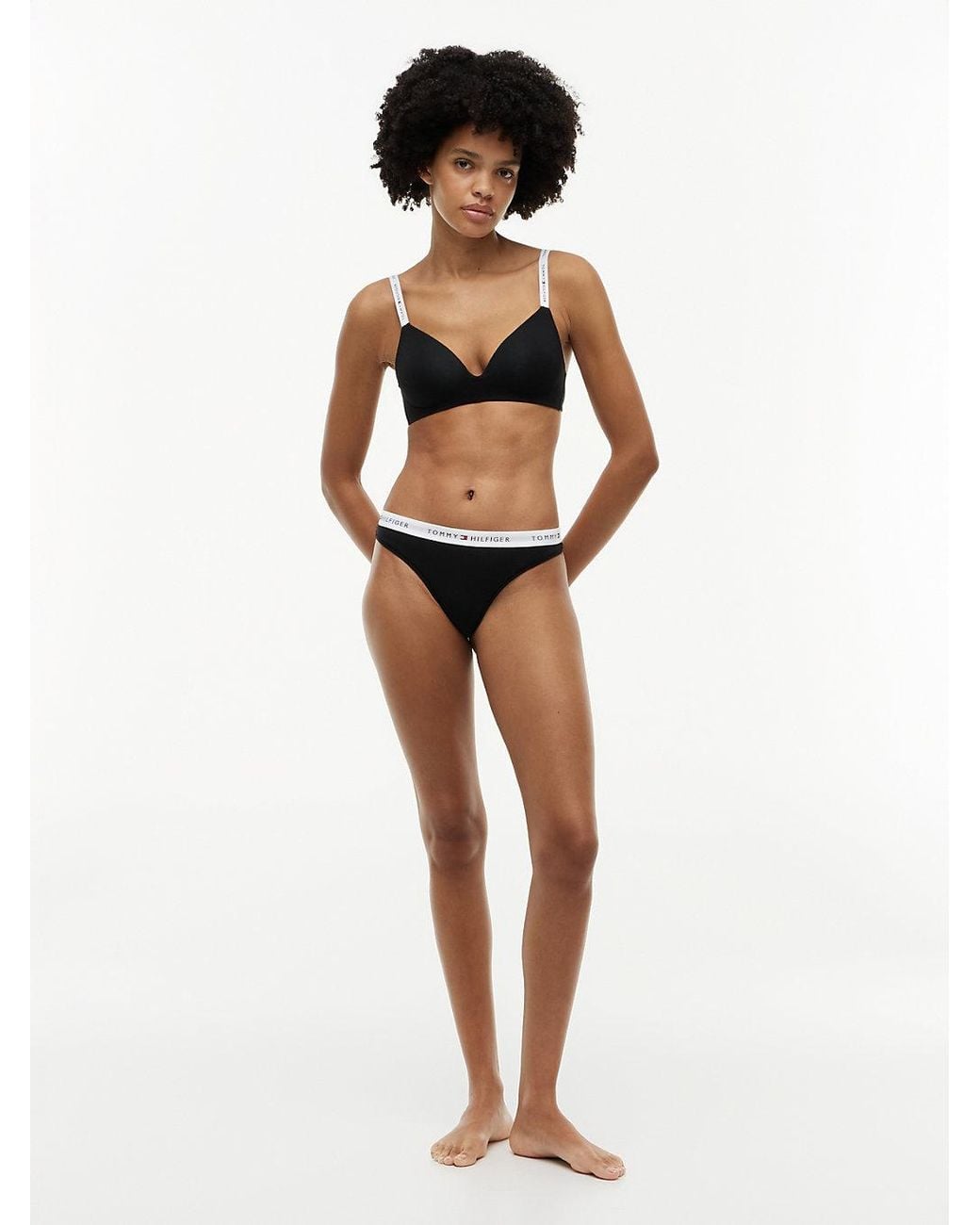 Tommy Hilfiger Black Repeat Logo Lightly Lined Triangle Bra