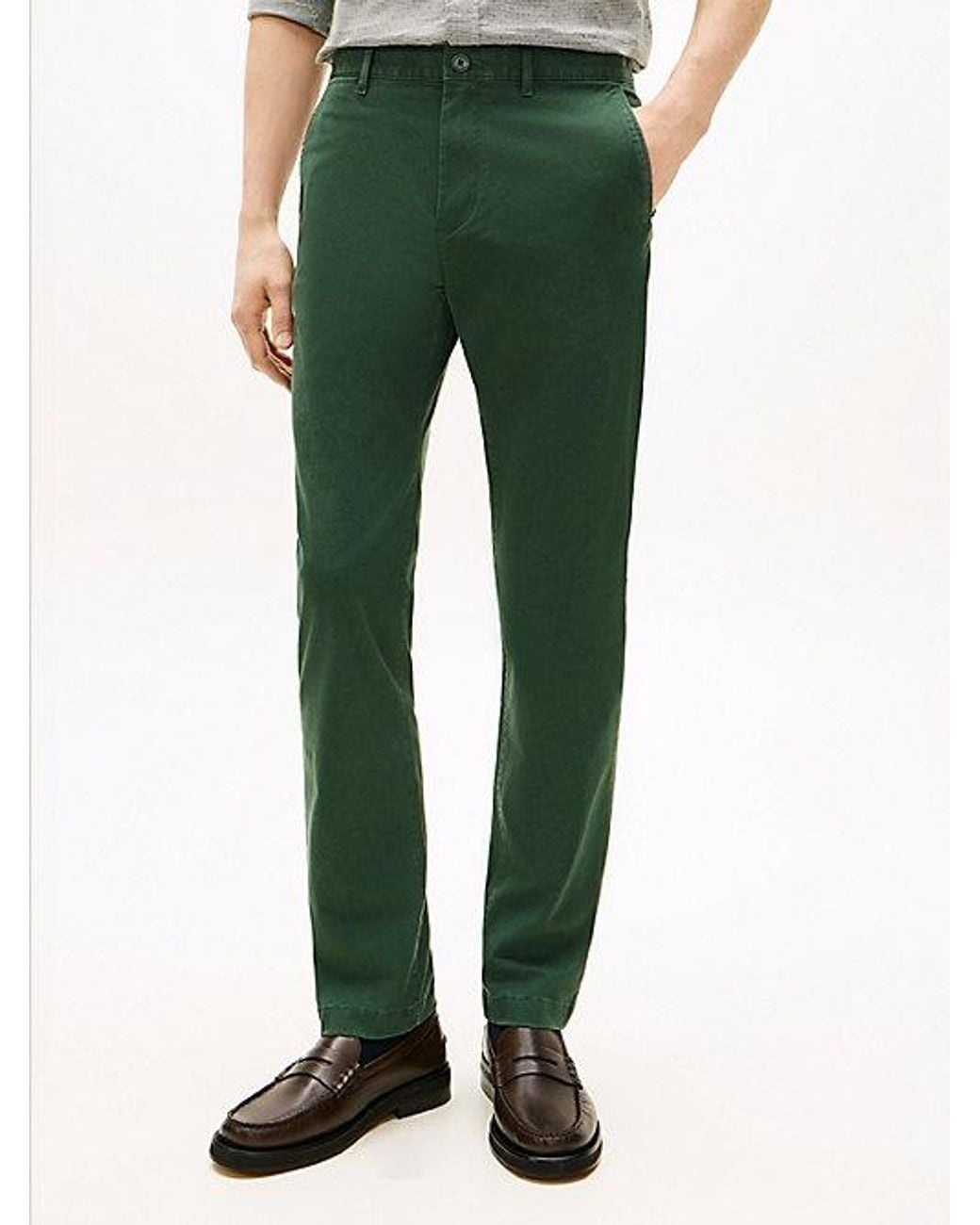 Tommy Hilfiger Green Denton Straight Twill Chinos for men