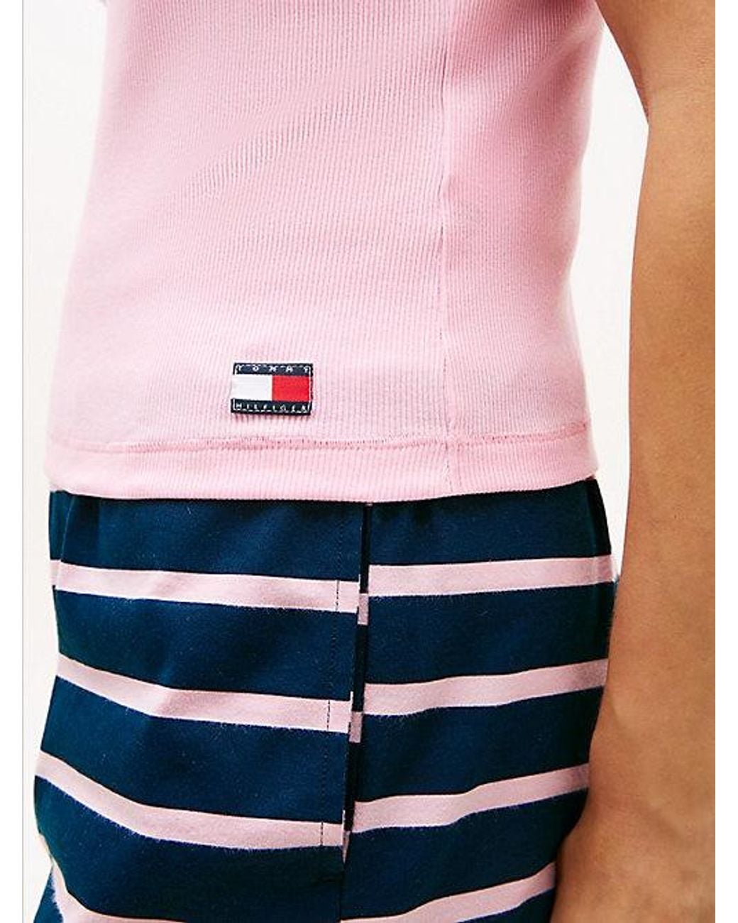 Tommy Hilfiger White Heritage Ribbed Racerback Lounge Tank Top