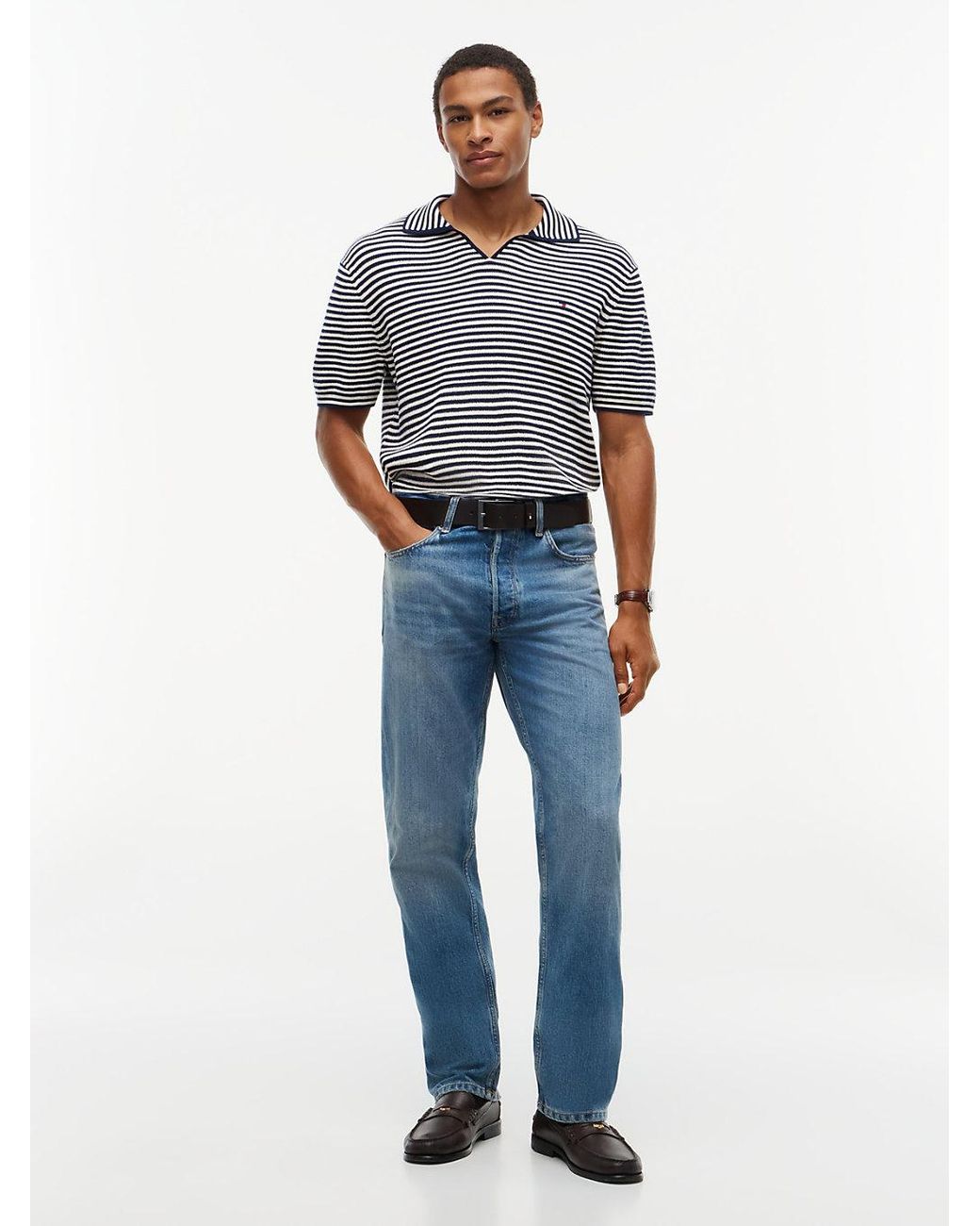 Tommy Hilfiger Blue Dover Whiskered Selvedge Regular Straight Leg Jeans for men