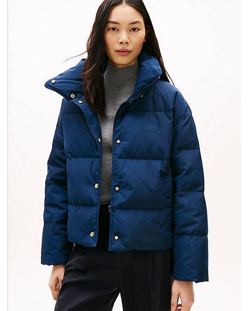 Tommy Hilfiger Blue Crest Embroidery Down Puffer Jacket