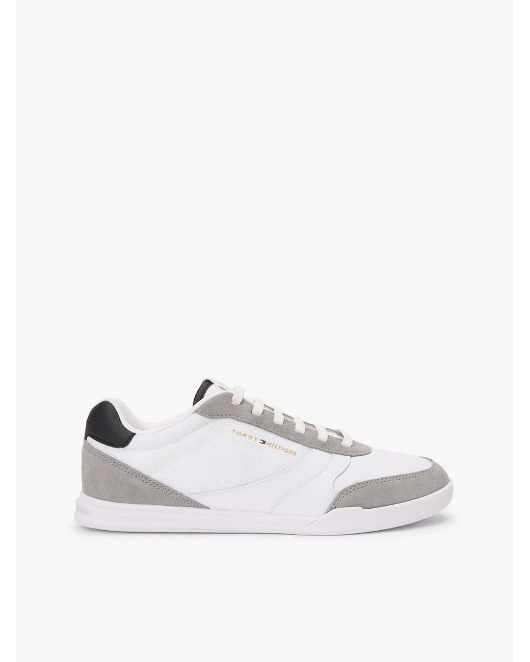 Tommy Hilfiger White Mixed Texture Cupsole Trainers With Leather for men