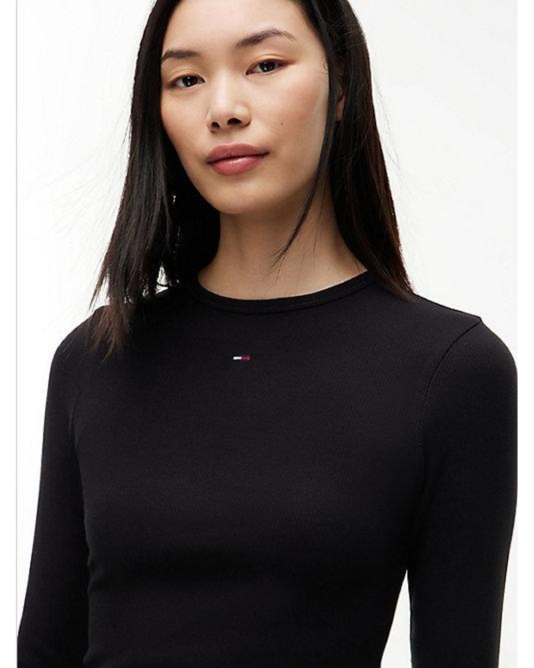 Tommy Hilfiger Blue Flag Embroidery Slim Long Sleeve T-Shirt