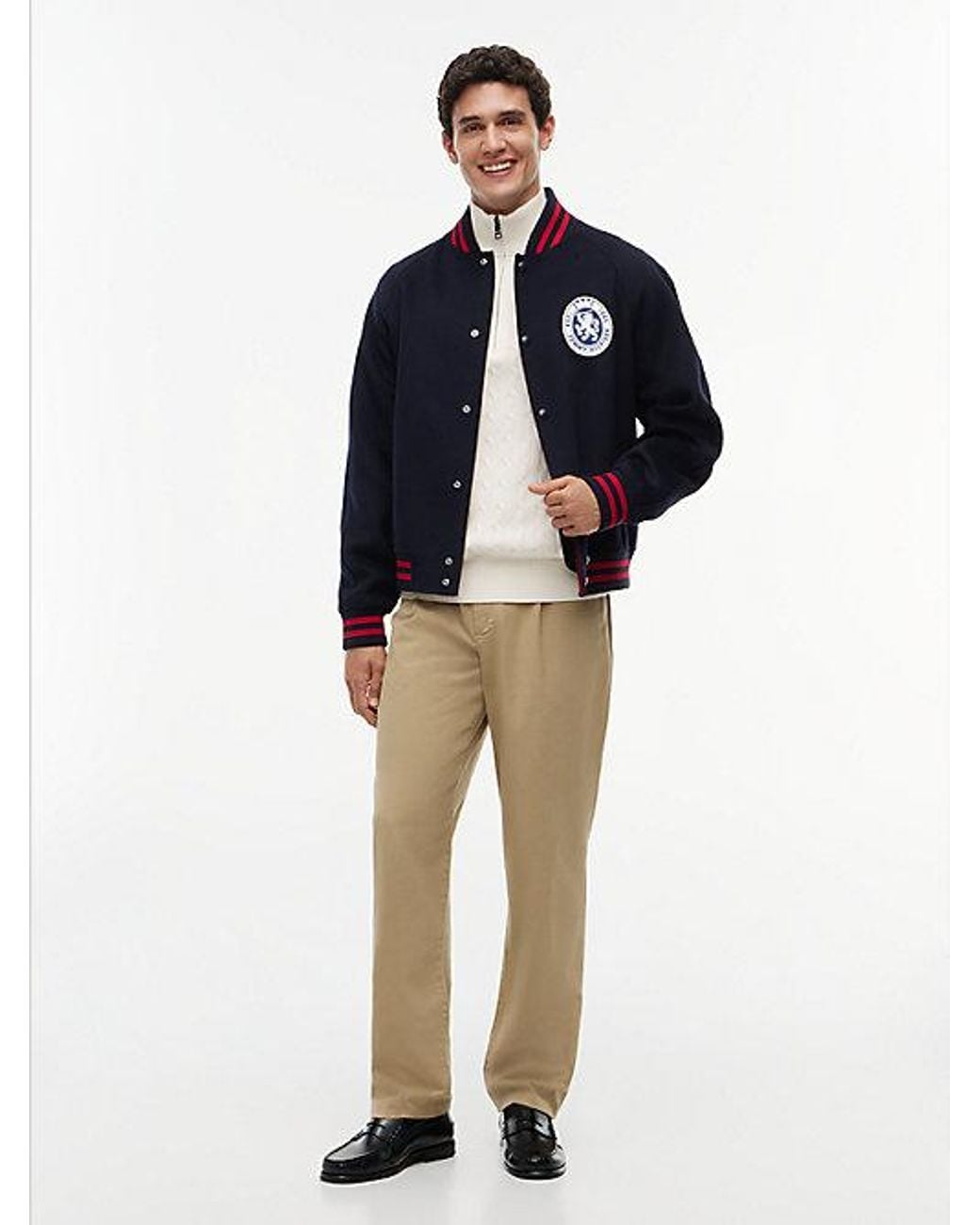 Tommy Hilfiger White Cable Knit Quarter Zip Jumper for men