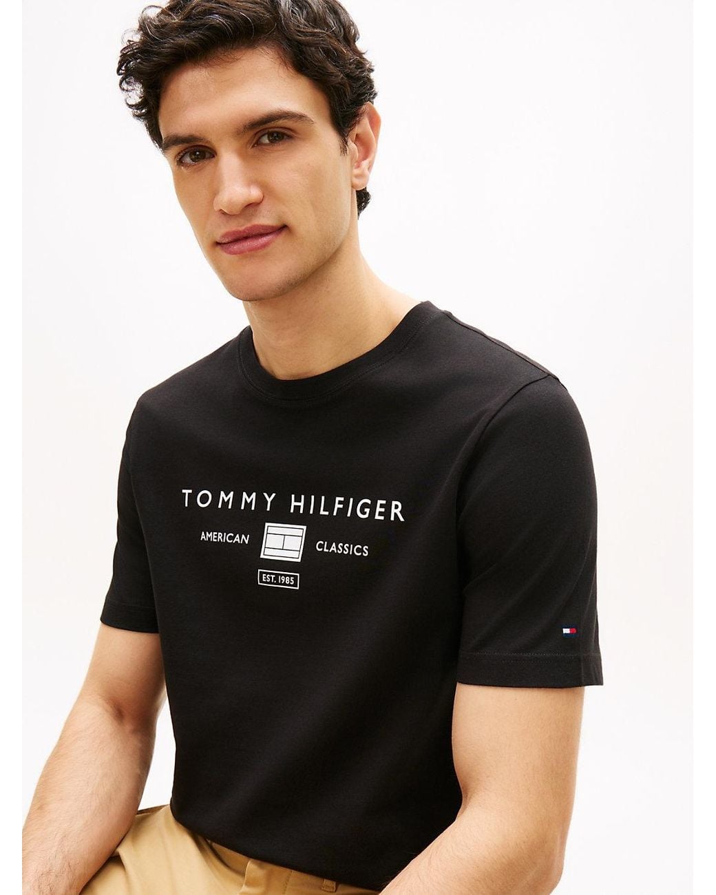 Tommy Hilfiger Black Jersey Logo T-Shirt for men