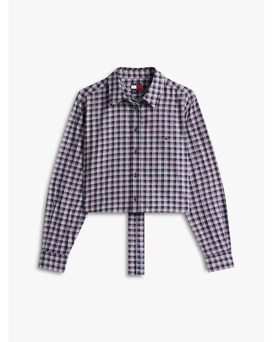Tommy Hilfiger Blue Regular Fit Tie Back Check Seersucker Shirt