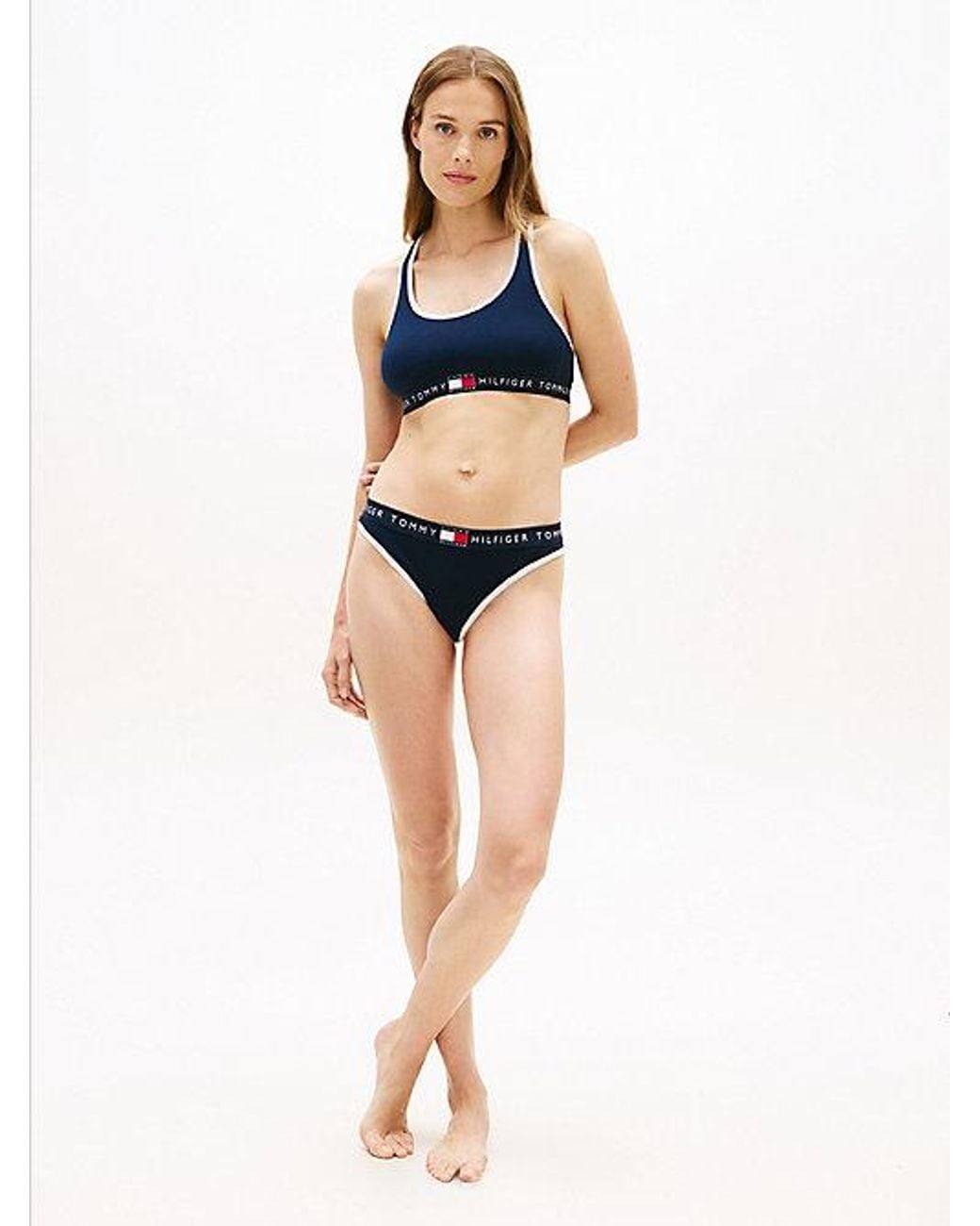 Tommy Hilfiger Blue Heritage Logo Ribbed Racerback Bralette
