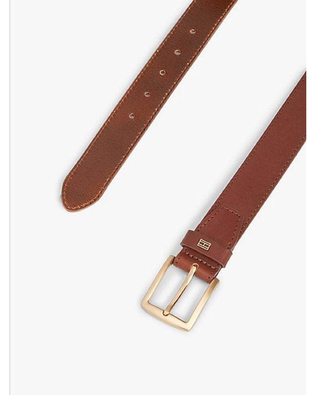 Tommy Hilfiger Leren Riem Met Vierkante Gesp in het Brown voor heren