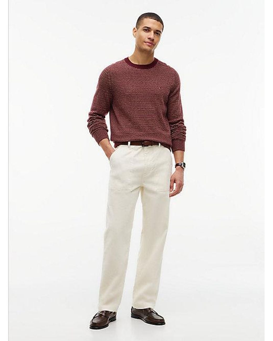 Tommy Hilfiger Red Pure Lambswool Crew Neck Jumper for men