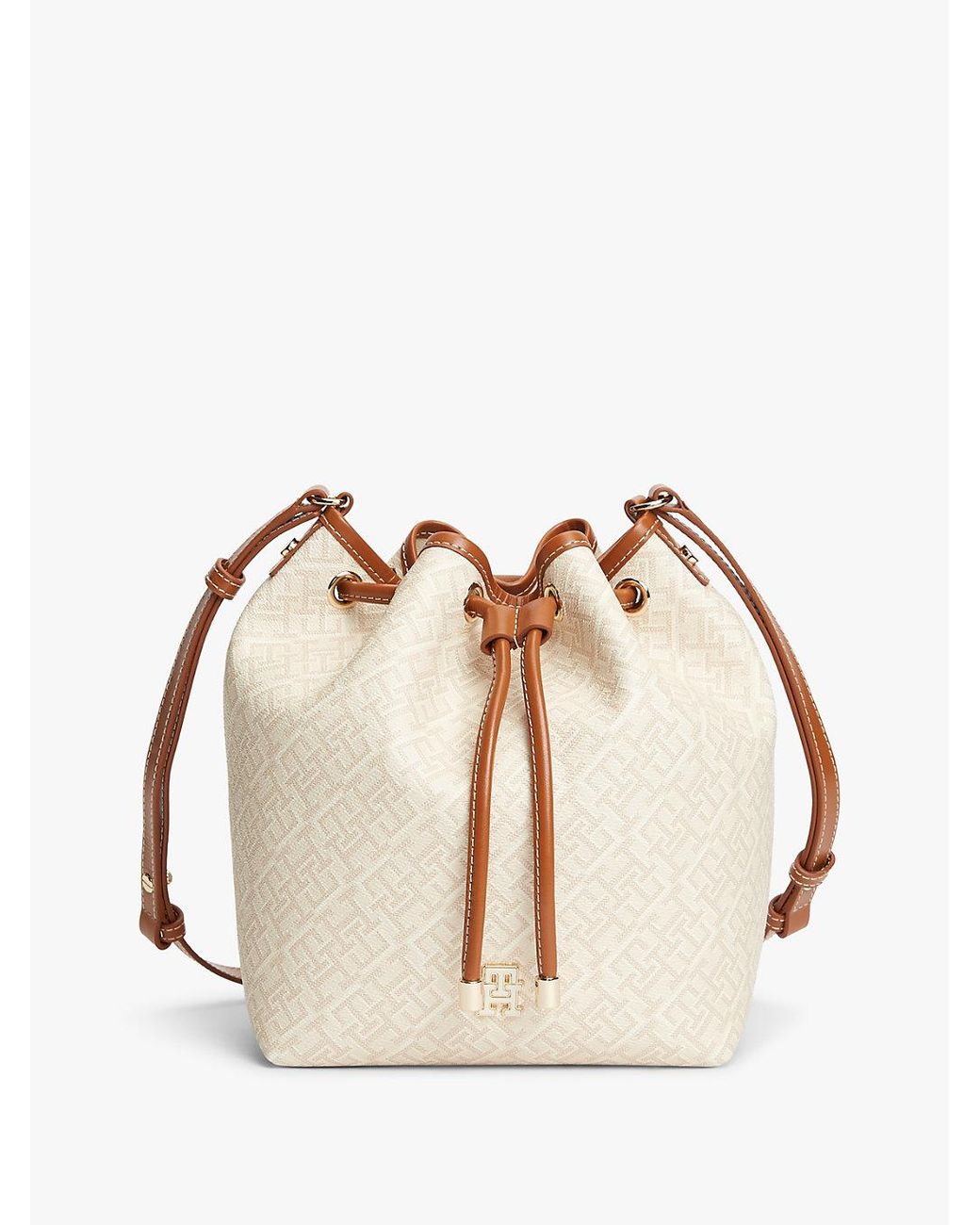 Tommy Hilfiger Natural Th Monoplay Crossbody Drawstring Bucket Bag