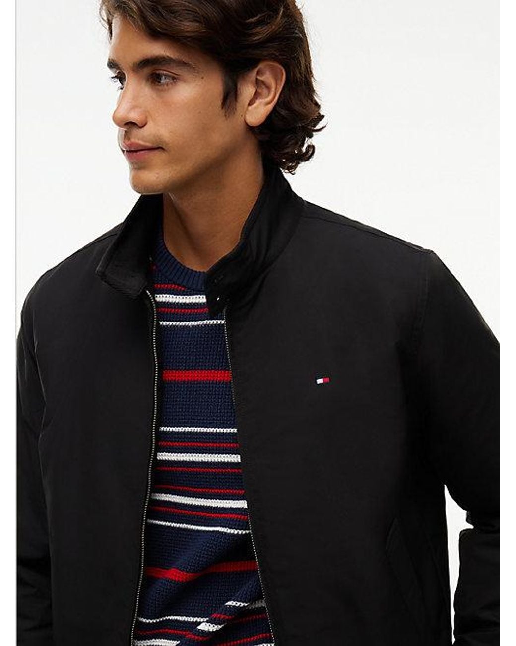 Tommy Hilfiger Black Stand-up Collar Relaxed Harrington Jacket for men
