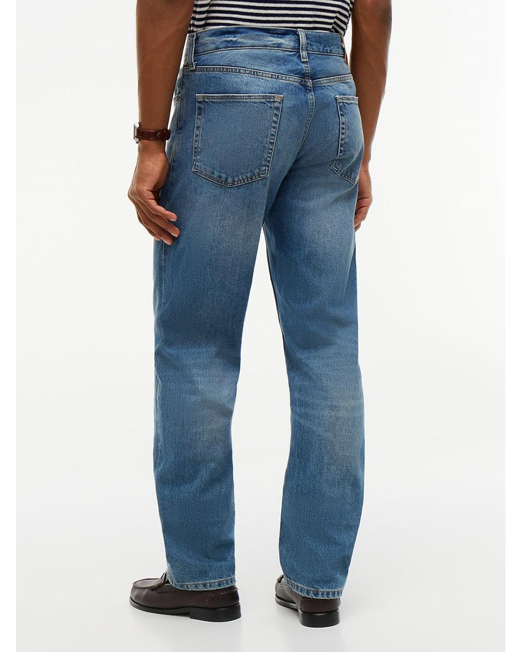 Tommy Hilfiger Blue Dover Whiskered Selvedge Regular Straight Leg Jeans for men