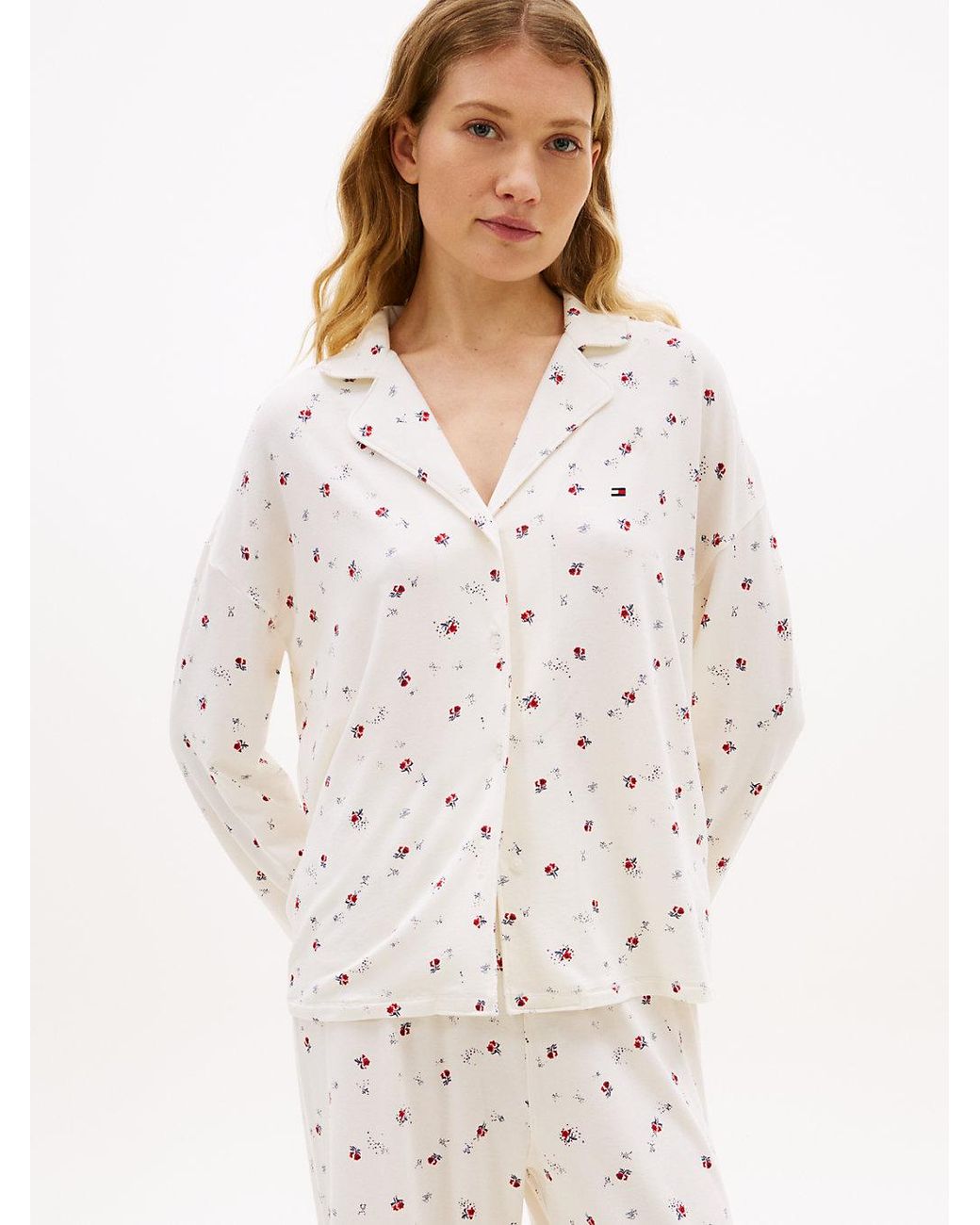 Tommy Hilfiger White Essential Print Pyjama Shirt