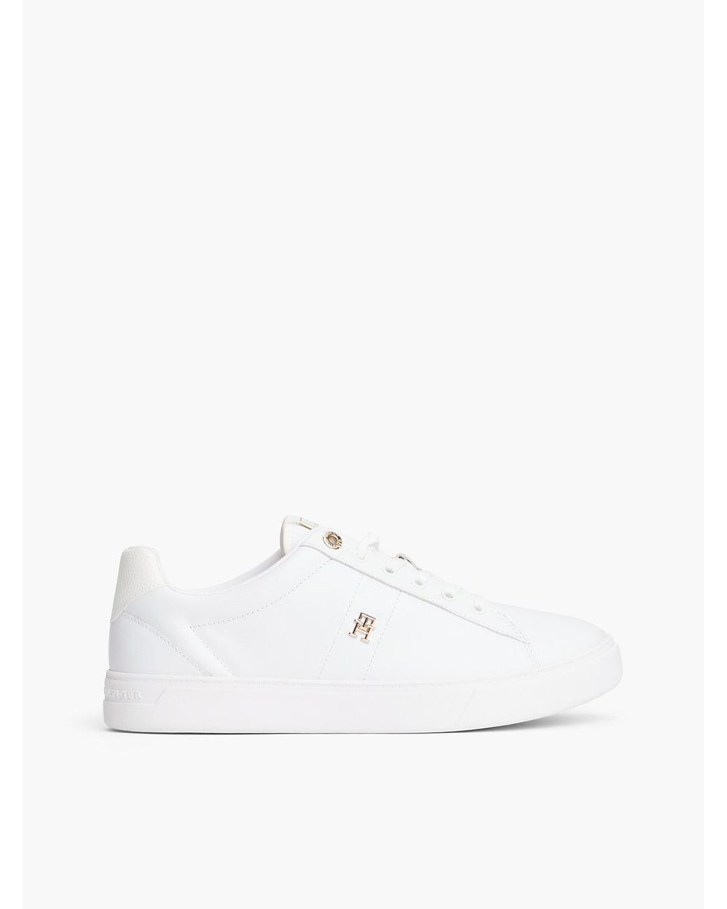 Tommy Hilfiger White Leather Th Monogram Court Trainers