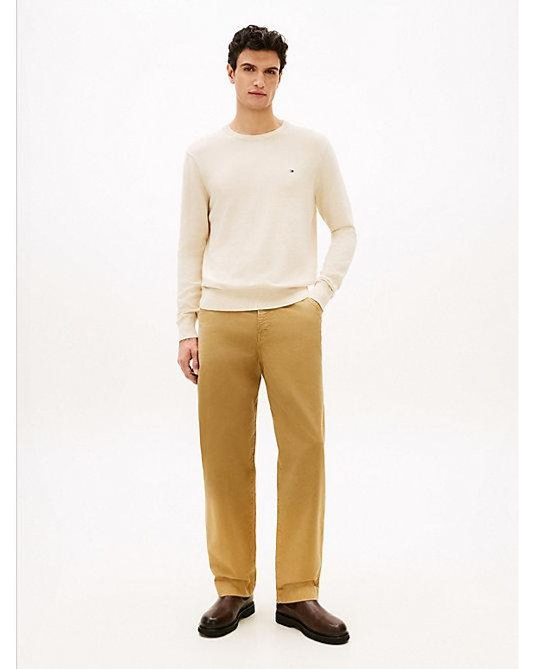 Tommy Hilfiger White Crew Neck Jumper With Cashmere for men