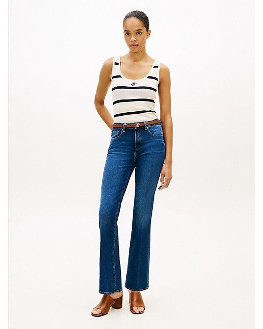 Tommy Hilfiger Blue Premium Knit Embroidery Slim Tank Top