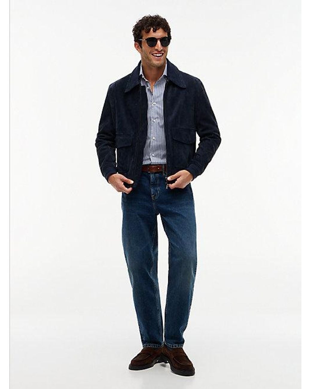 Tommy Hilfiger Blue New York Label Slim Fit Flex Collar Shirt for men