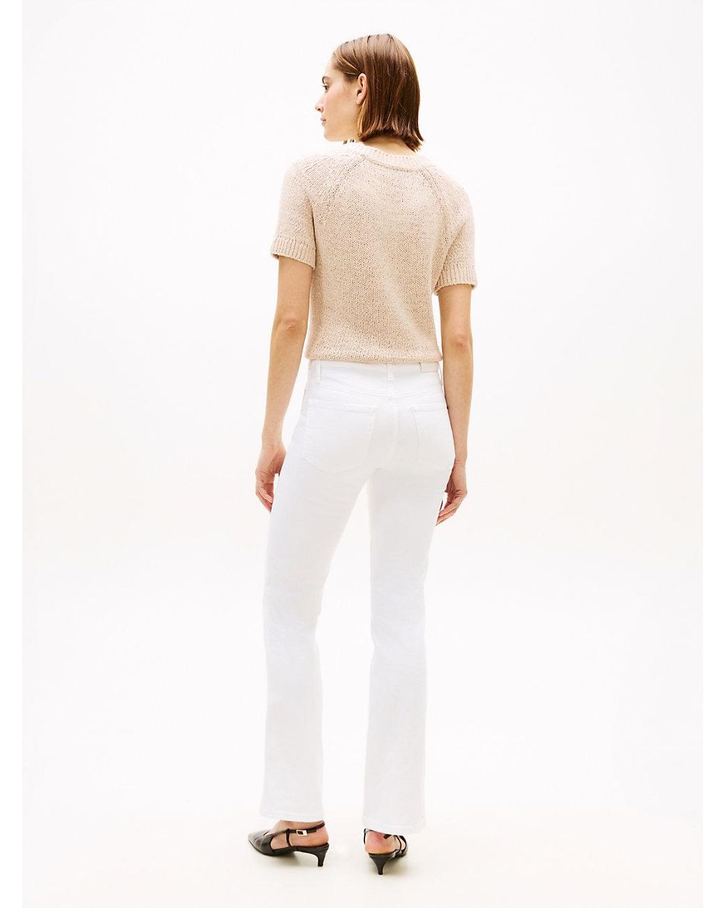 Tommy Hilfiger White Mid Rise Bootcut Jeans