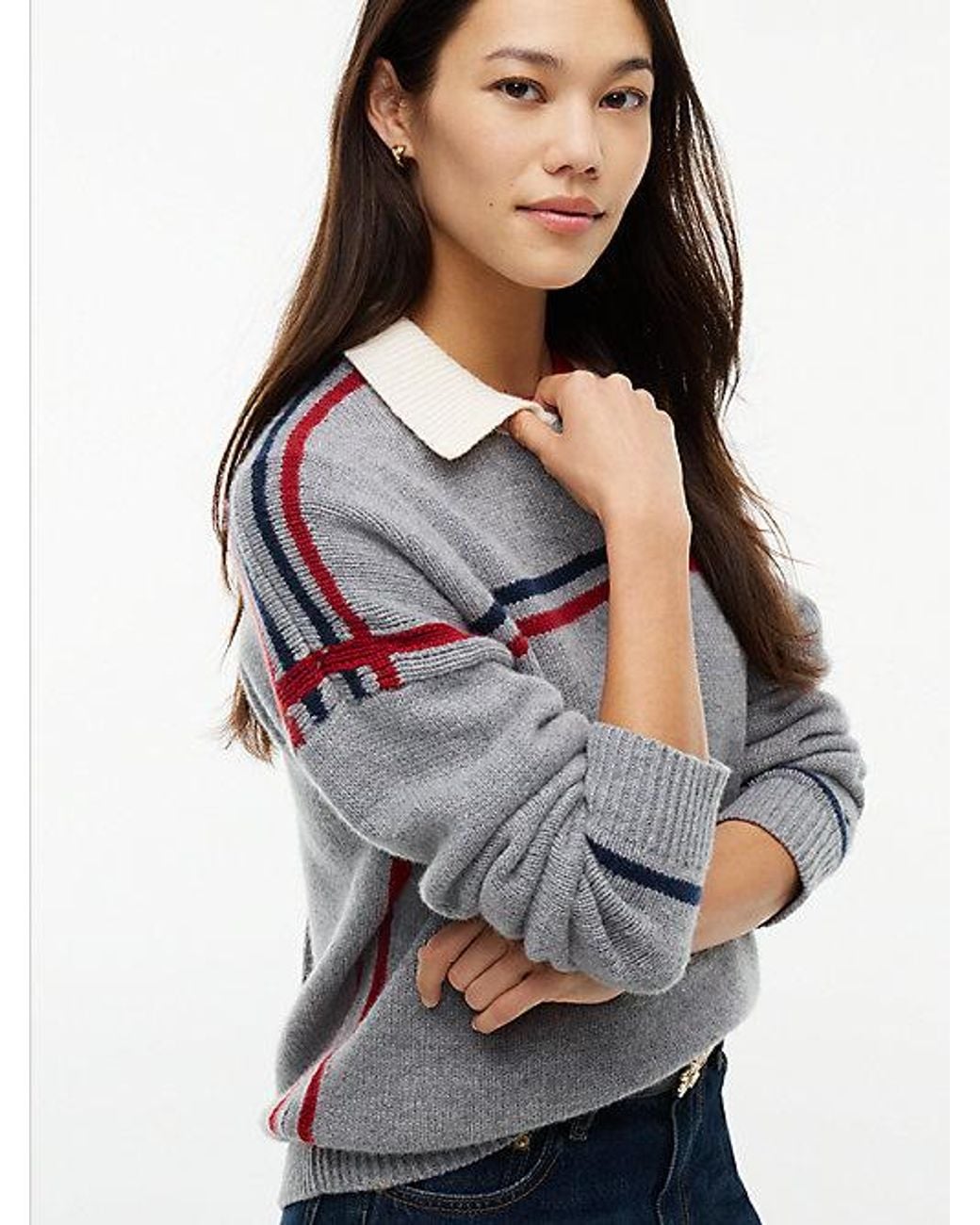 Tommy Hilfiger Gray Pure Wool Boxy Fit Polo Jumper
