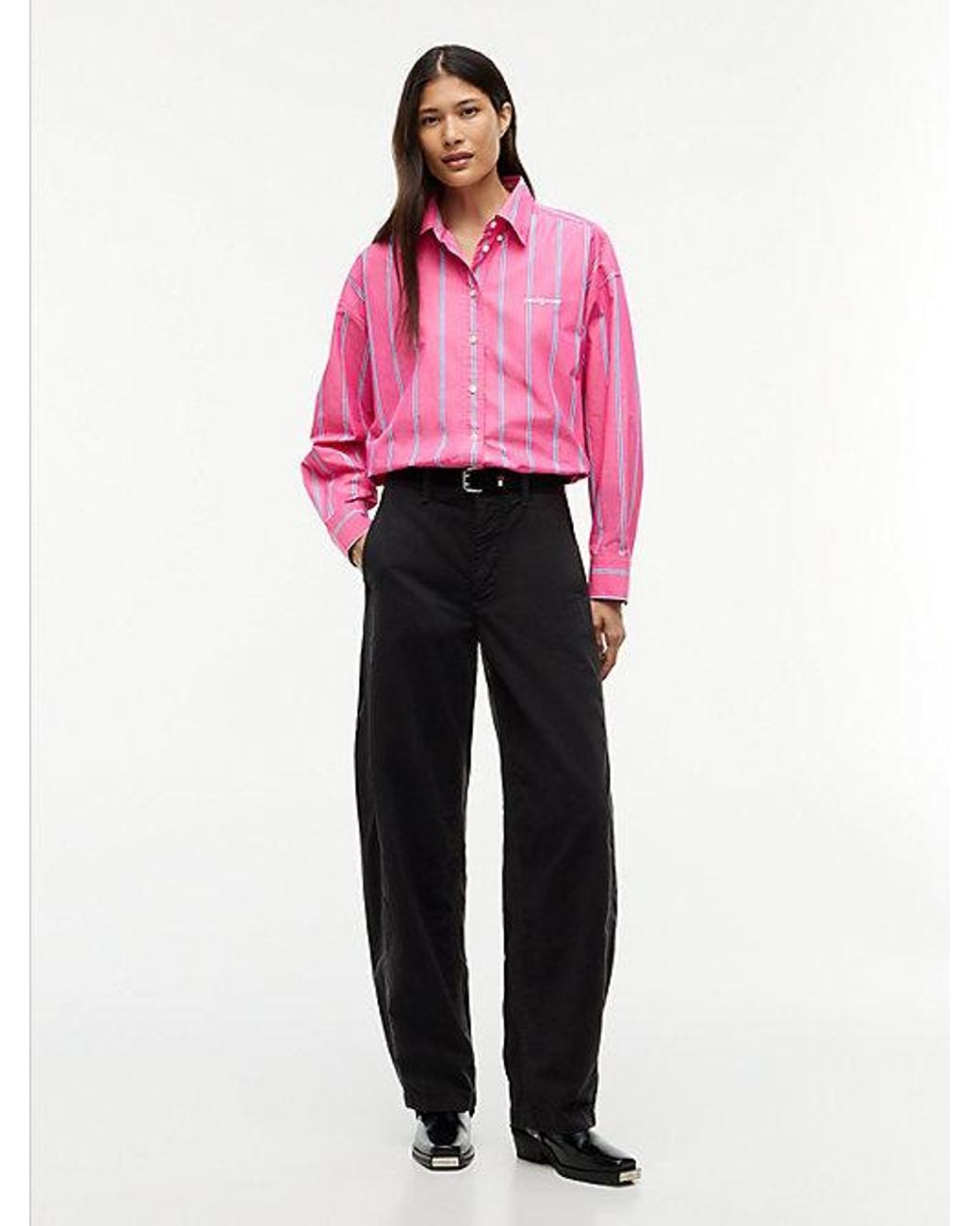 Tommy Hilfiger Black Twill Mid Rise Barrel Trousers