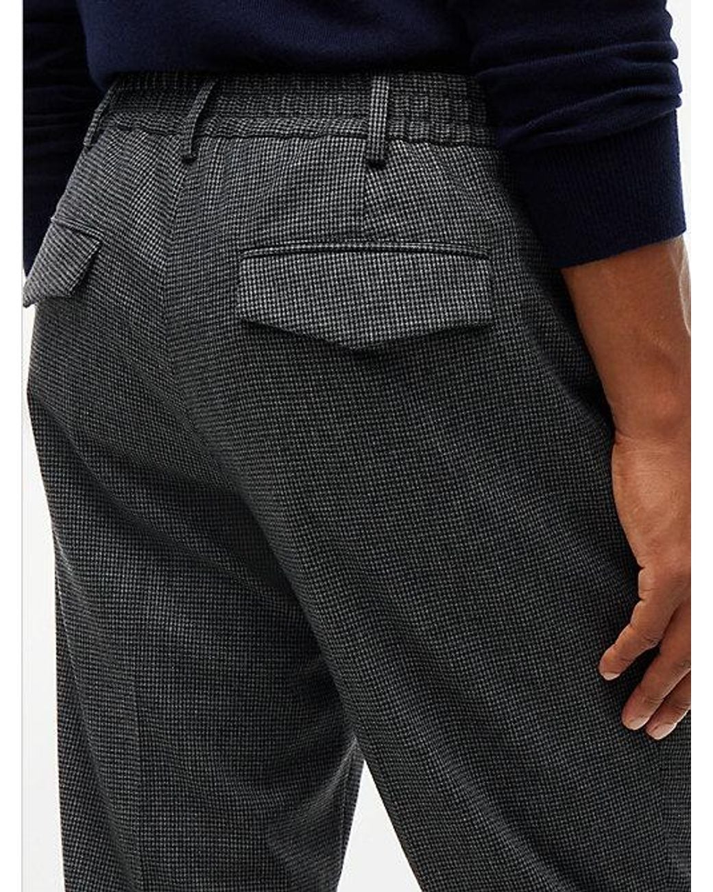 Tommy Hilfiger Black Tech Houndstooth Trousers With Wool for men