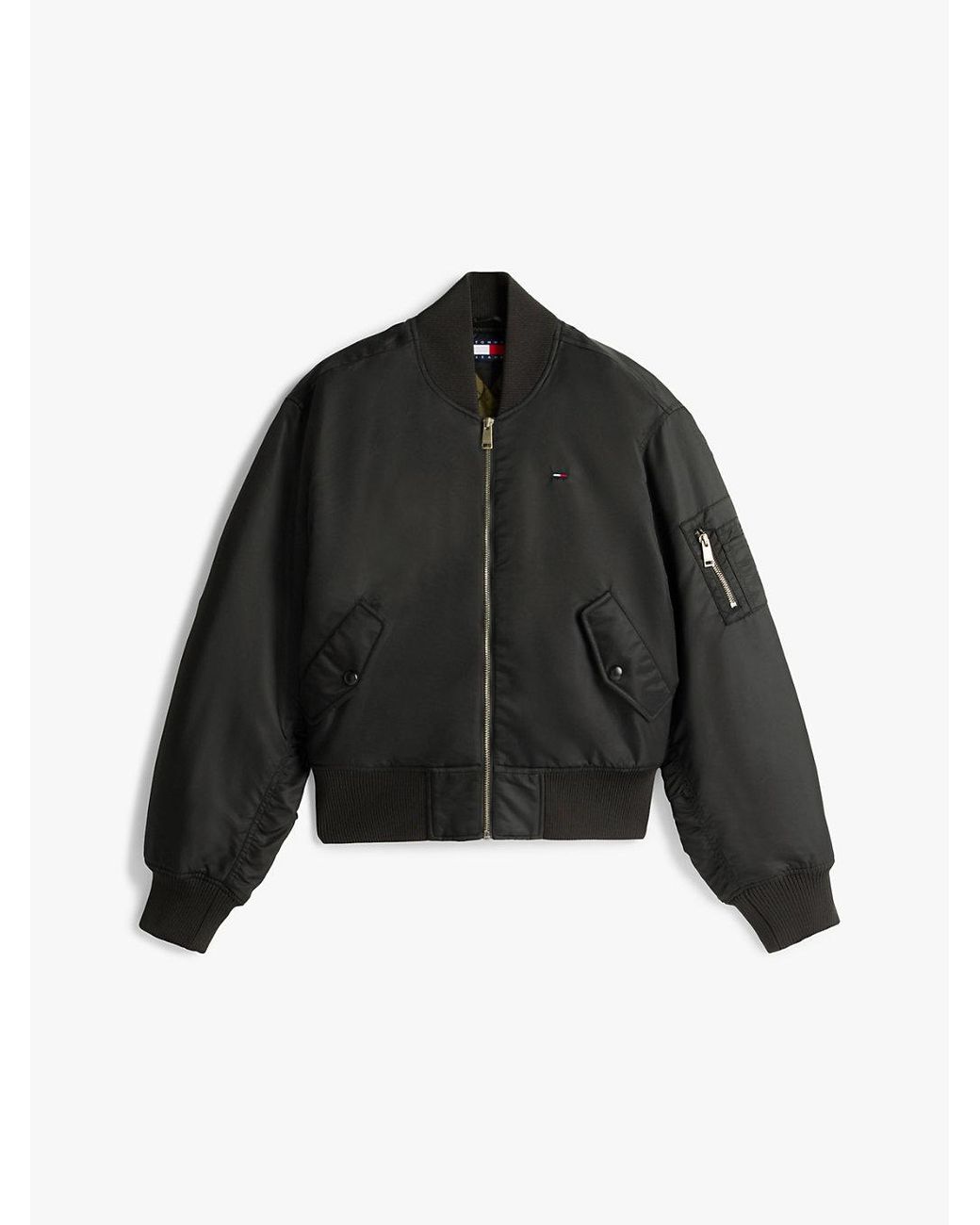 Tommy Hilfiger Black Sleeve Pocket Twill Bomber Jacket