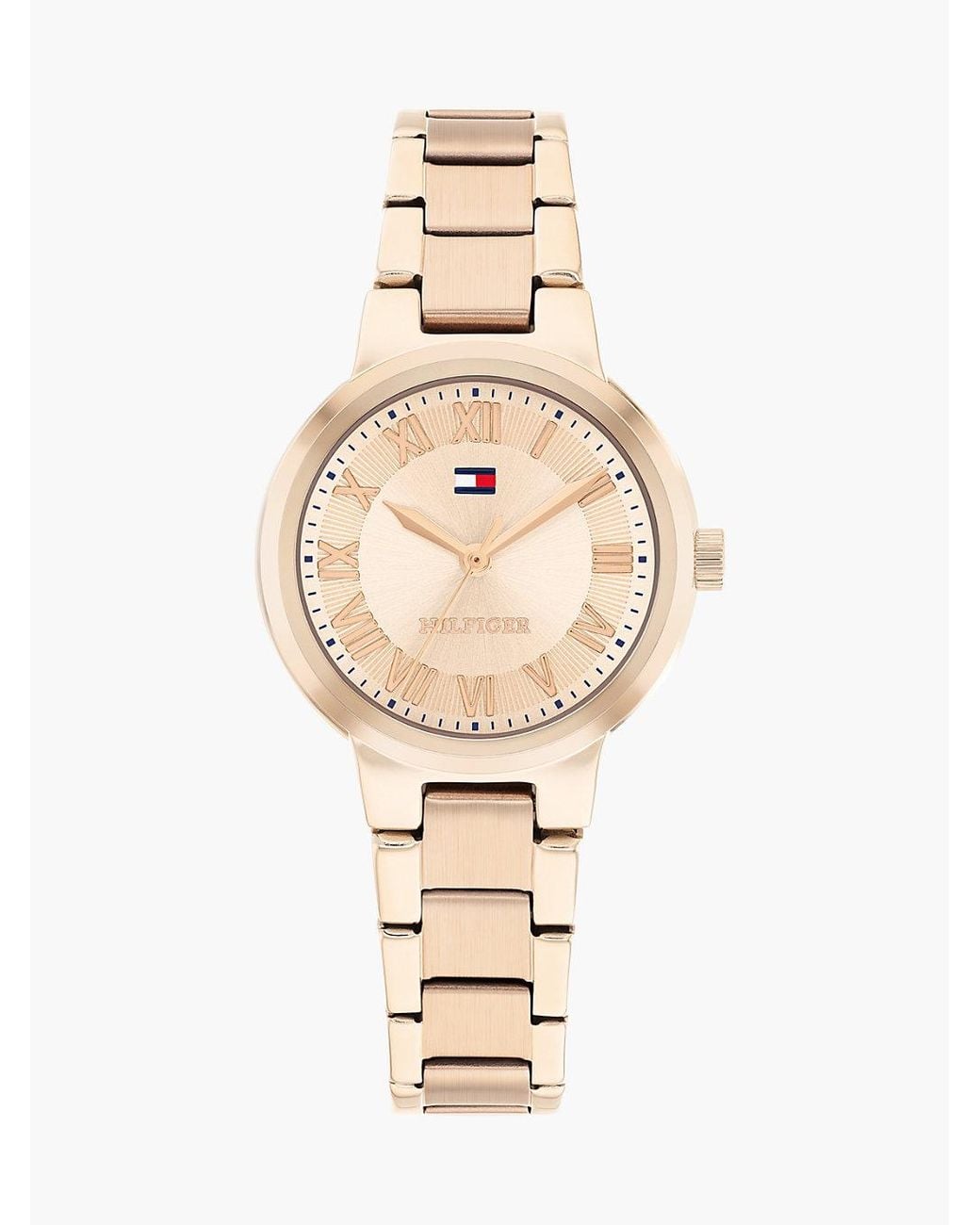 Tommy Hilfiger White Carnation-Plated Chain-Link Watch