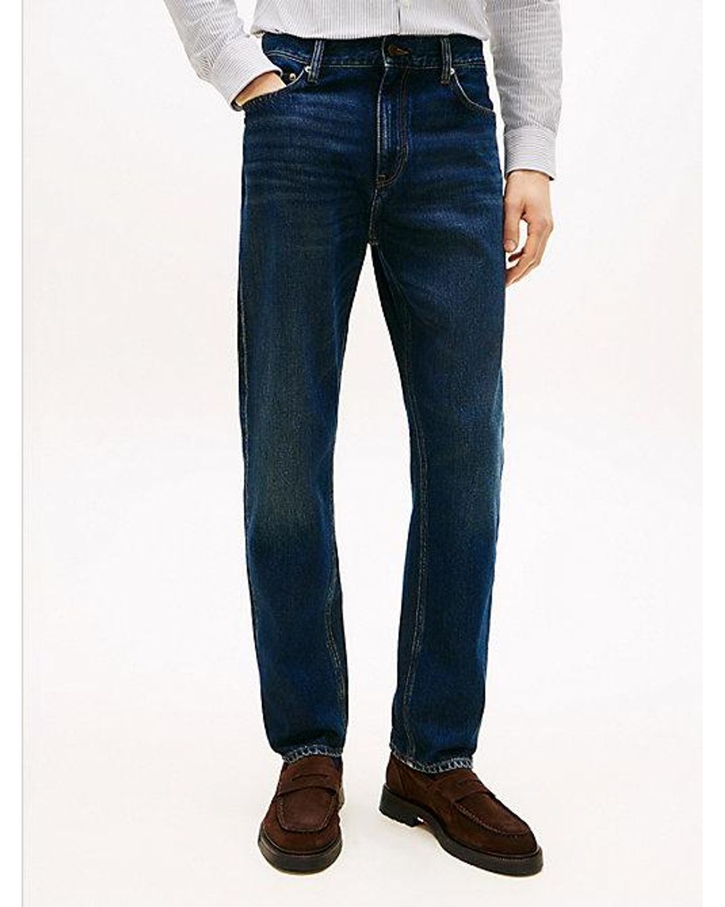 Tommy Hilfiger Blue Whiskered Regular Straight Leg Jeans for men