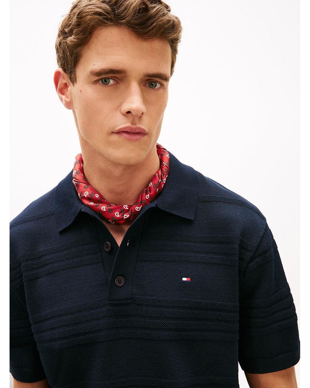 Tommy Hilfiger Red Smart Casual Silk Blend Print Square Scarf for men