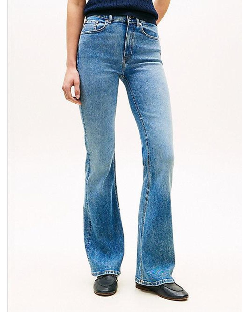 Tommy Hilfiger Blue Mid Rise Flared Leg Jeans