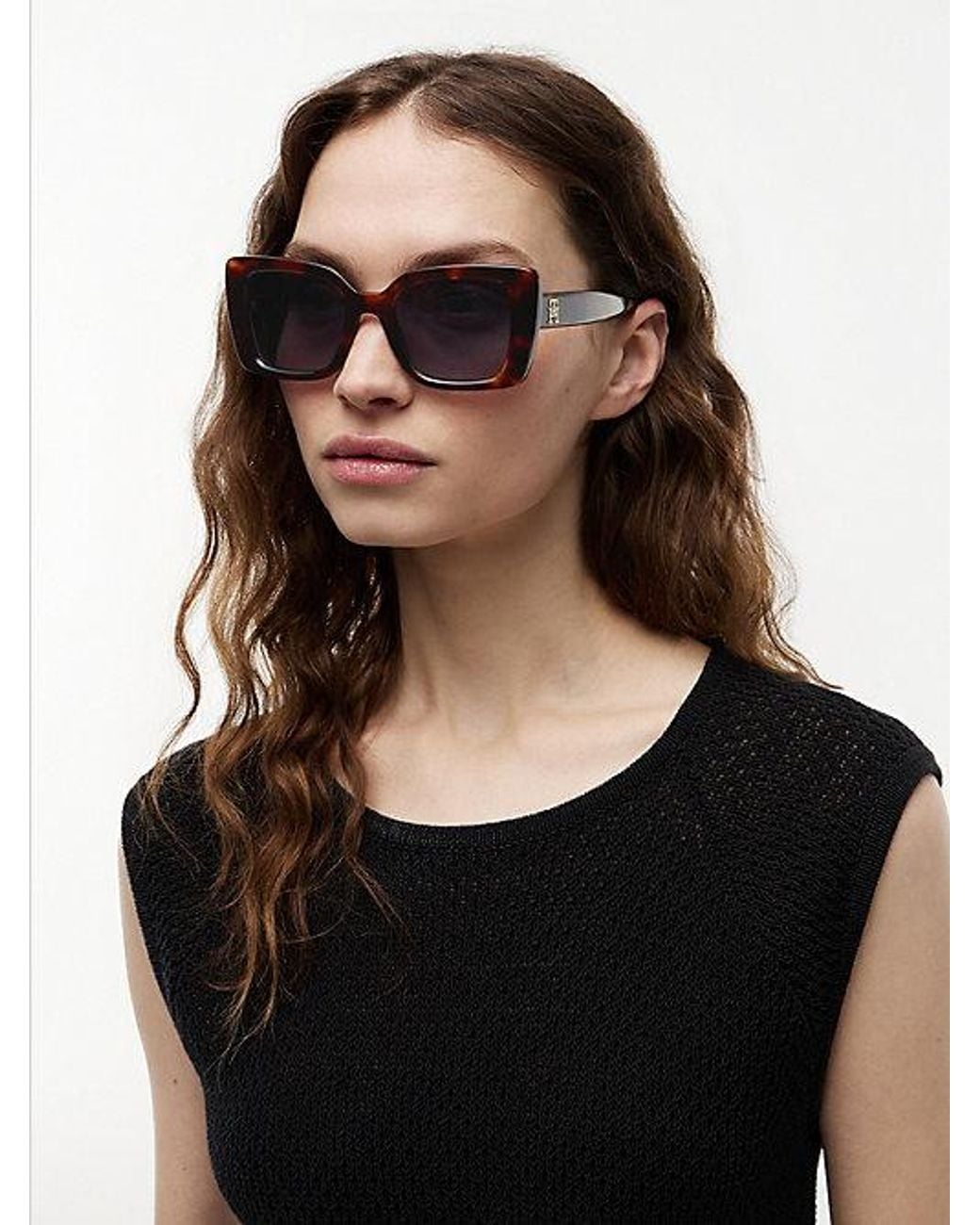 Tommy Hilfiger White Th Monogram Polarised Cat Eye Sunglasses