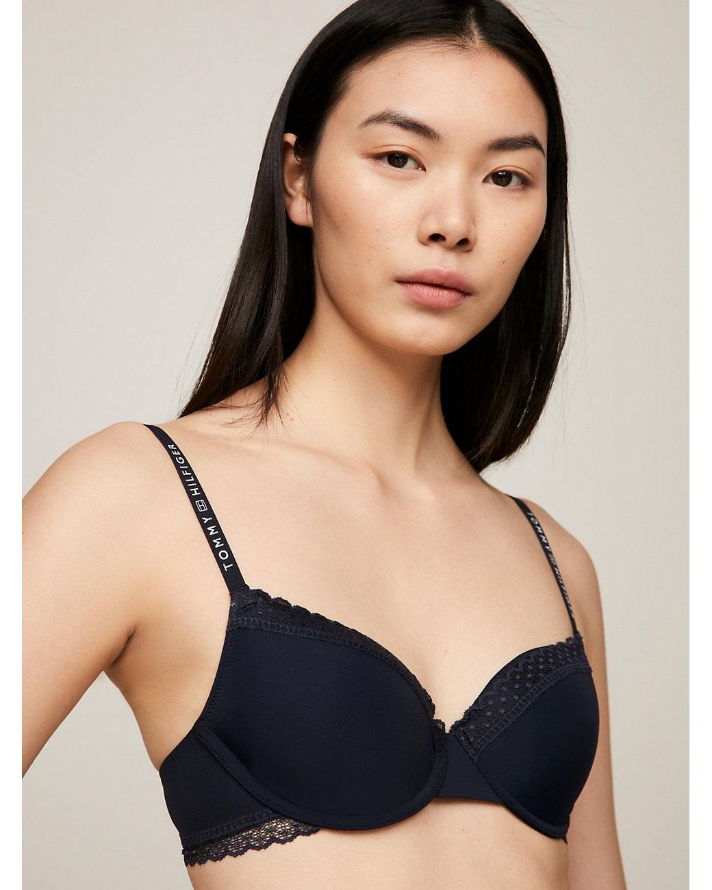 Tommy Hilfiger Blue Tonal Lace Demi-cup Bra