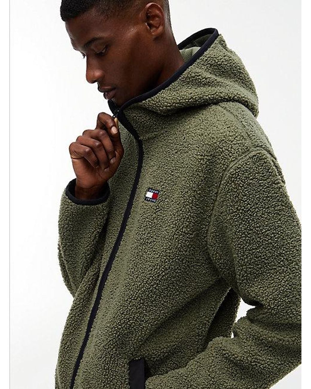 Tommy Hilfiger Green Tommy Jeans Badge Teddy Jacket for men