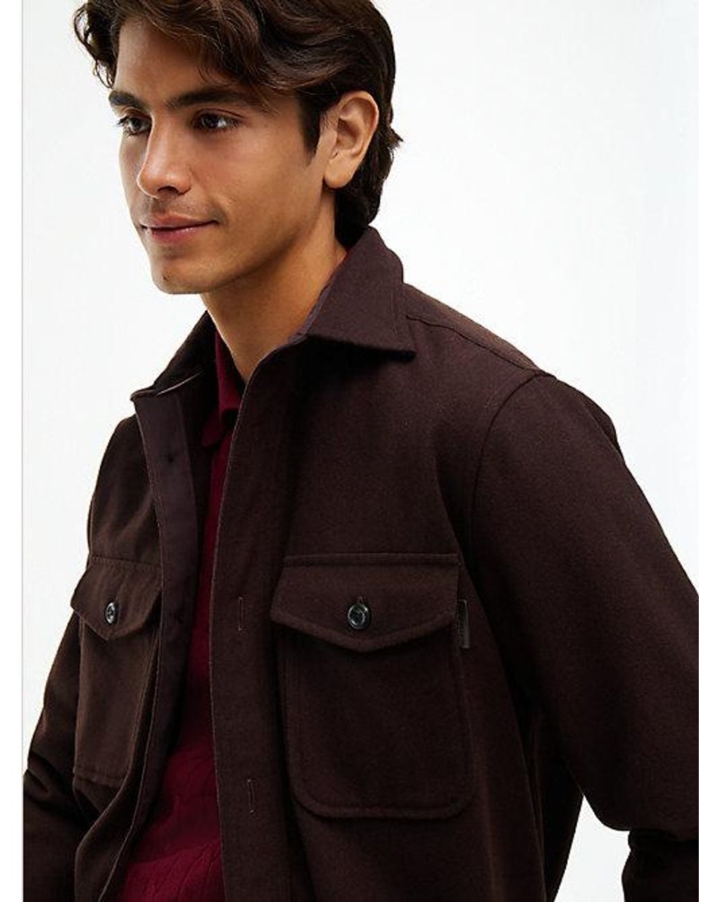 Tommy Hilfiger Red Relaxed Fit Wool Blend Shirt for men