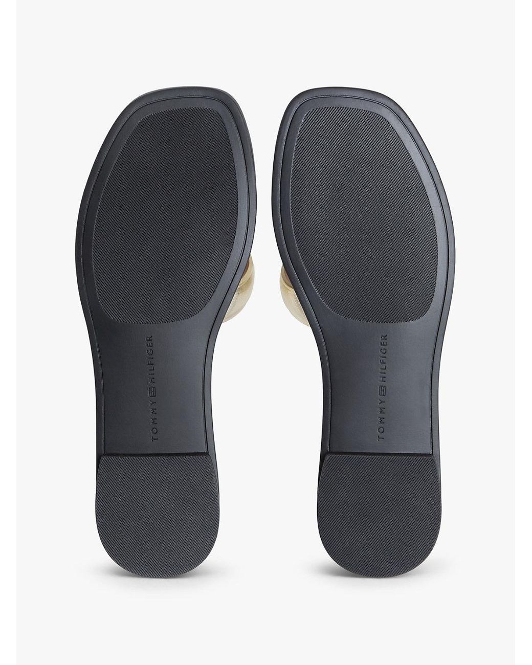 Tommy Hilfiger White Metallic Leather Slip-On Mules