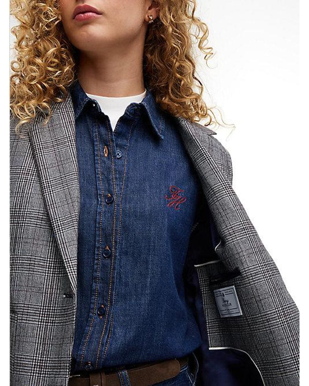 Tommy Hilfiger Blue Wool Blend Check Single Breasted Blazer