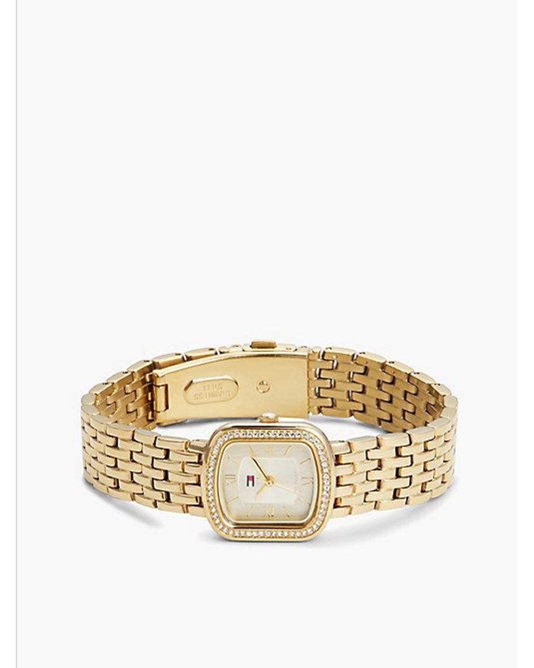 Tommy Hilfiger Metallic Crystal Bezel Plated Rectangular Dial Watch