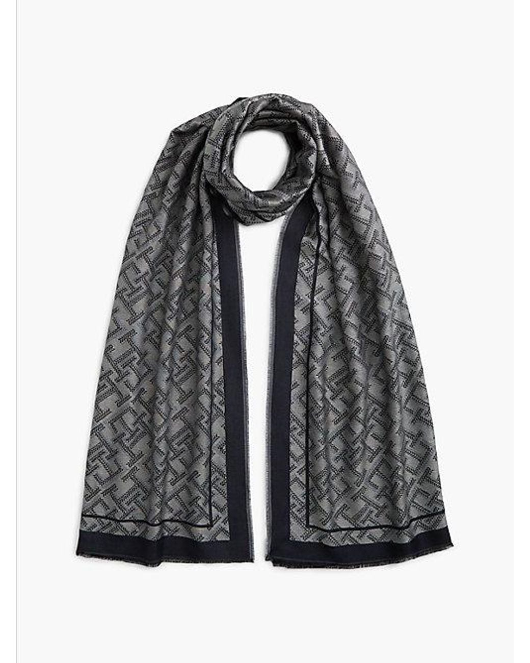 Tommy Hilfiger Black Th Monogram Jacquard Scarf