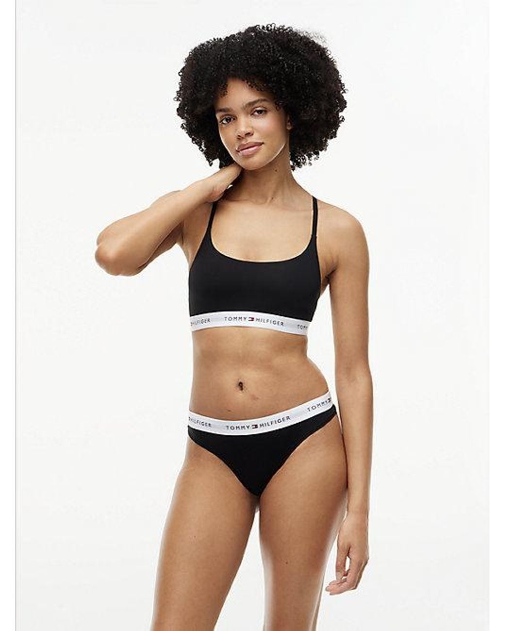 Tommy Hilfiger White Signature Logo Microfibre Thong