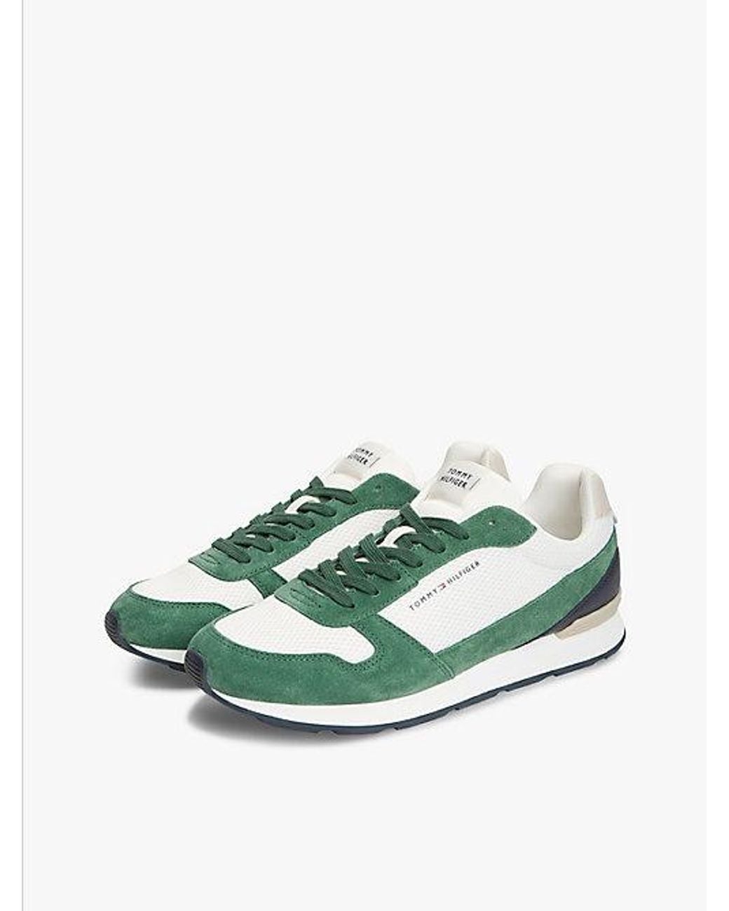 Tommy Hilfiger Green Suede Lightweight Mesh Trainers for men
