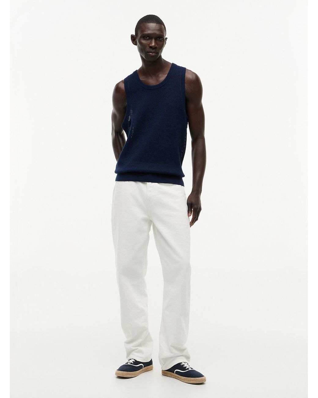 Tommy Hilfiger Blue Relaxed Knitted Structured Tank Top for men