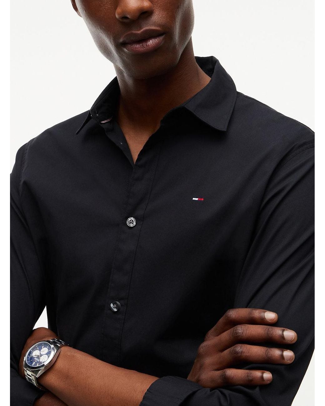 Tommy Hilfiger Black Slim Fit Poplin Shirt for men