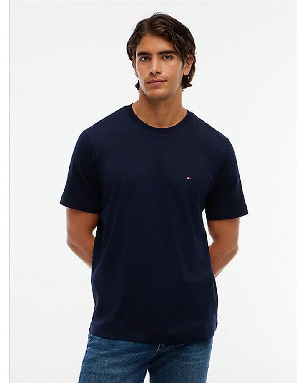 Tommy Hilfiger Blue Flag Embroidery Interlock Knit T-Shirt for men