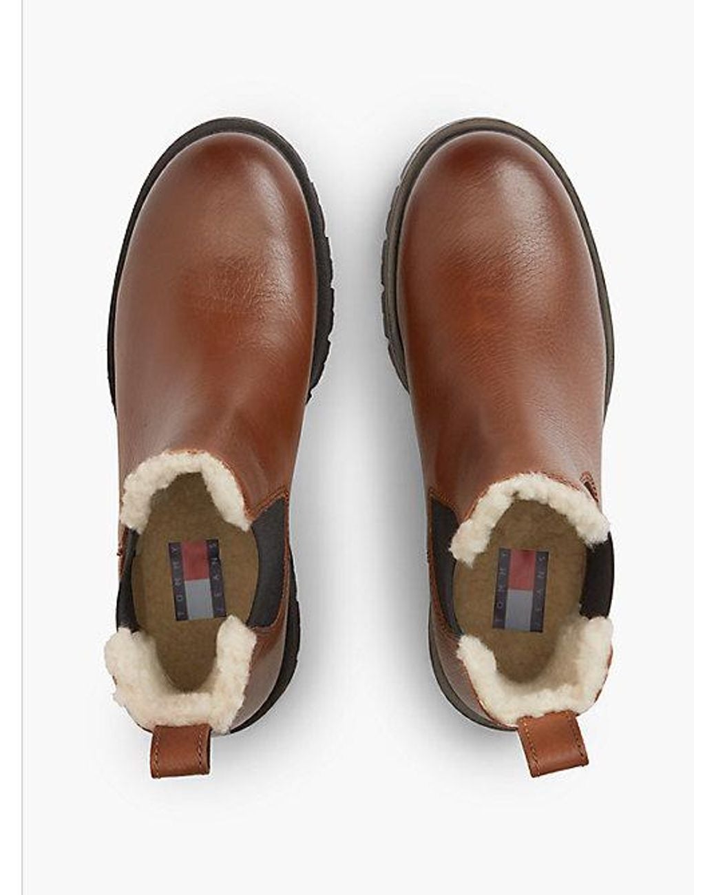 Tommy Hilfiger Brown Tommy Jeans Leather Warm Lined Cleat Chelsea Boots