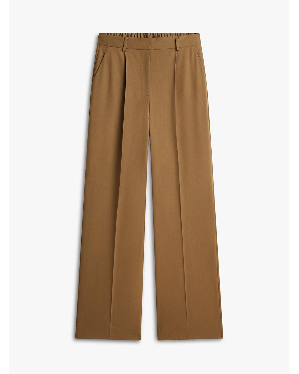 Tommy Hilfiger Natural Timeless Wool Blend Wide Leg Trousers